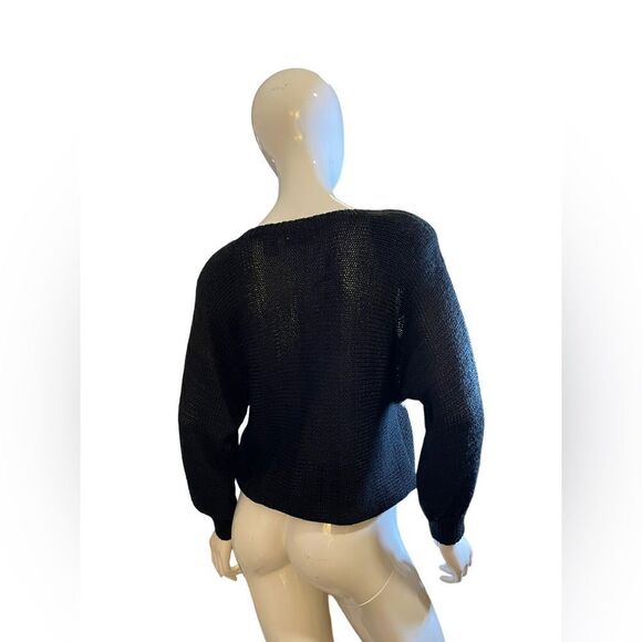 Vintage Ginenne 80s Abstract Angora Sweater Medium Black White - Picture 8 of 11